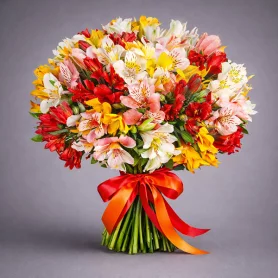 Маленький принц – букет из разноцветной альстромерии